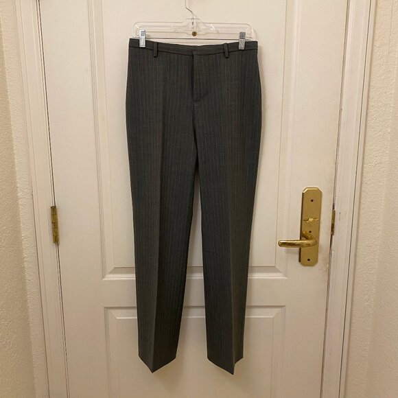 Vintage Gap Grey Pinstripe Wool Blend High Rise Wide Leg Pants Size 6 Ankle - Picture 1 of 12